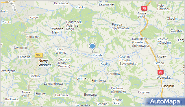 mapa Kobyle, Kobyle gmina Nowy Wiśnicz na mapie Targeo